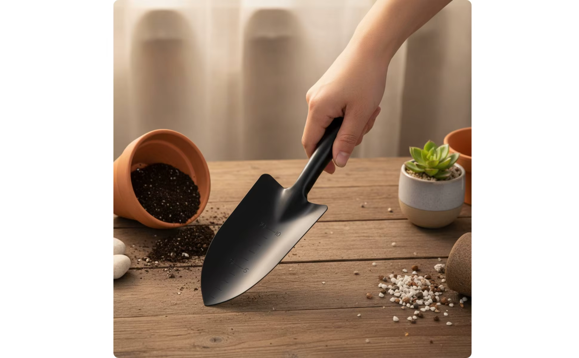 Detalle del mango ergonómico y la unión sólida con la hoja