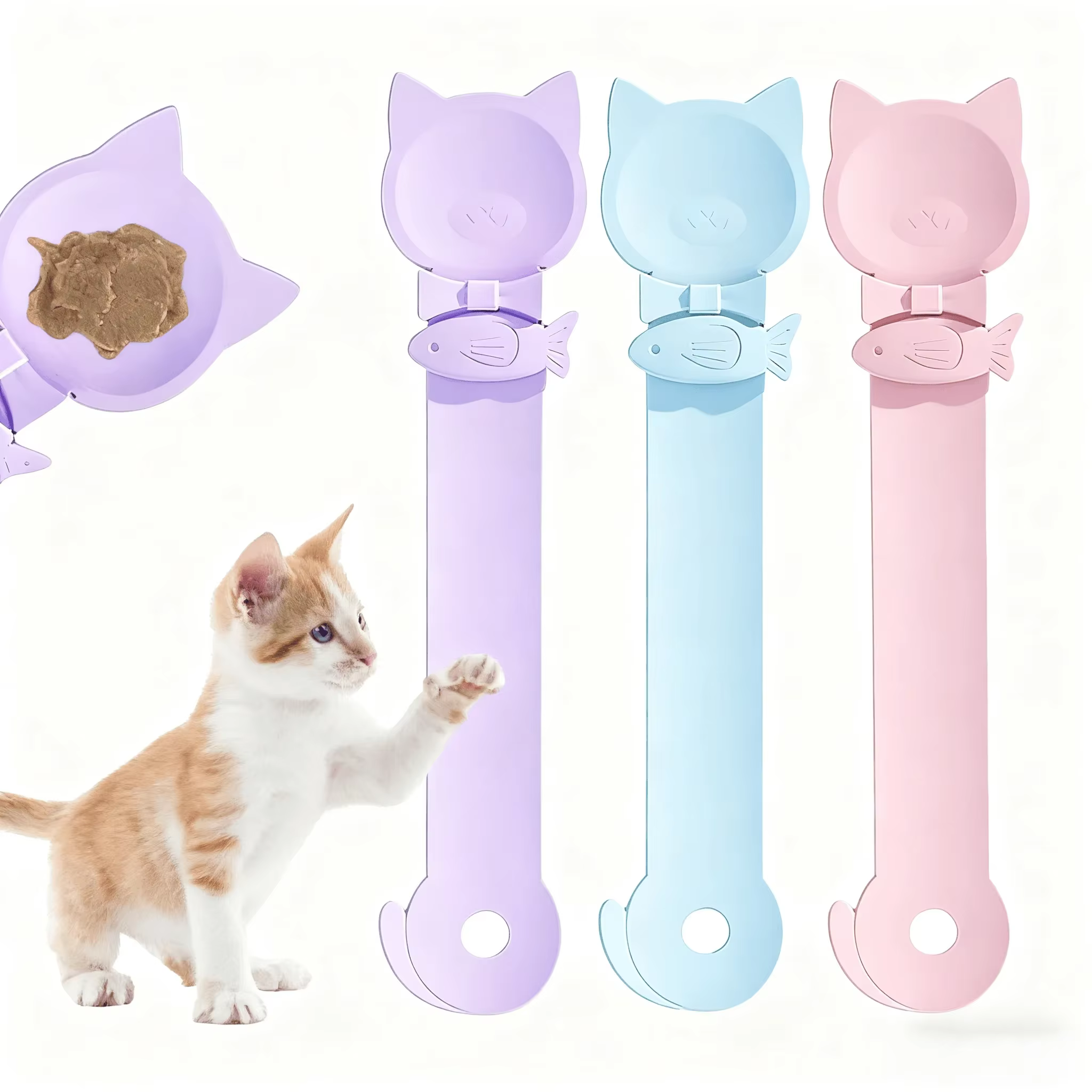 Cuchara dispensadora de comida húmeda para gatos con mango largo - imagen 3