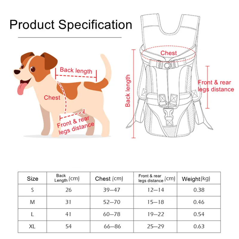 Mochila transportadora para gatos y perros – Bolsa de viaje frontal - imagen 5