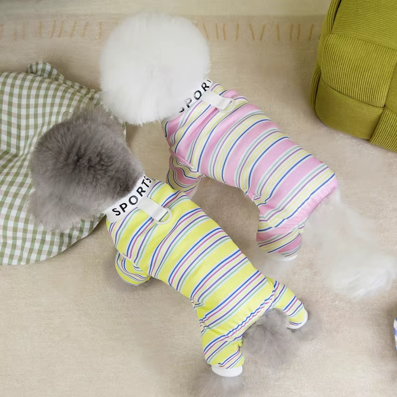 Pijama a rayas para perros y gatos – Mono suave de Chihuahua - imagen 3