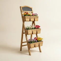 Estante de madera rústico para gatos y perros, soporte para flores