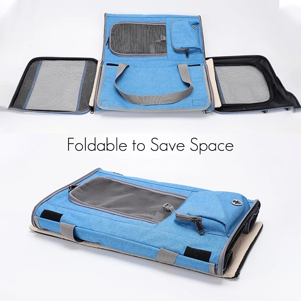 Transportín transpirable plegable para gatos y perros, viaje aéreo - imagen 4