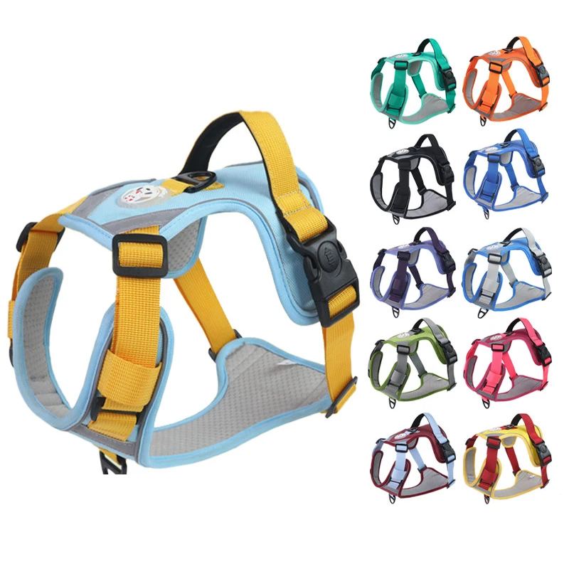 Arnés reflectante ajustable tipo chaleco para perros con asa de control - imagen 2