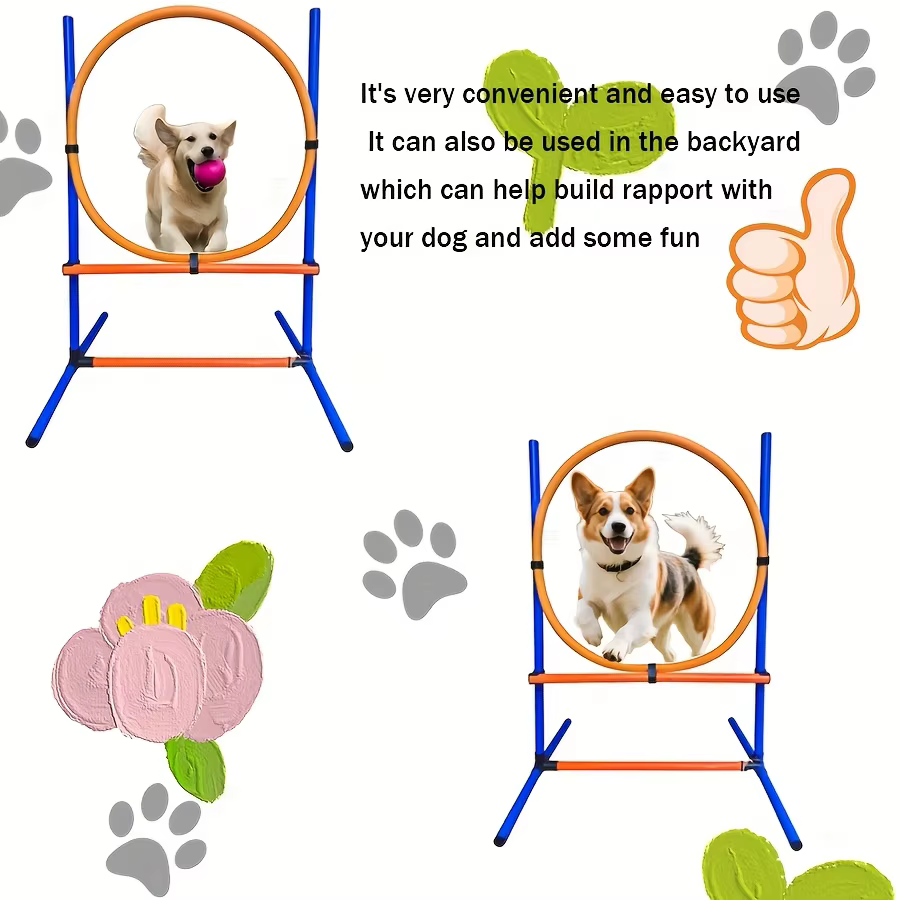 Circuito de Agilidad para Perros – Set de Obstáculos y Anillos Ajustables para Jardín - imagen 4