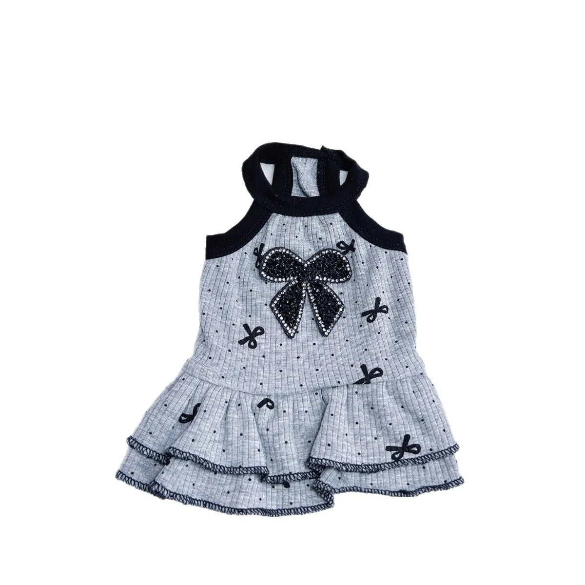 Vestido camisero a cuadros con lazo y volantes para perros pequeños - imagen 2