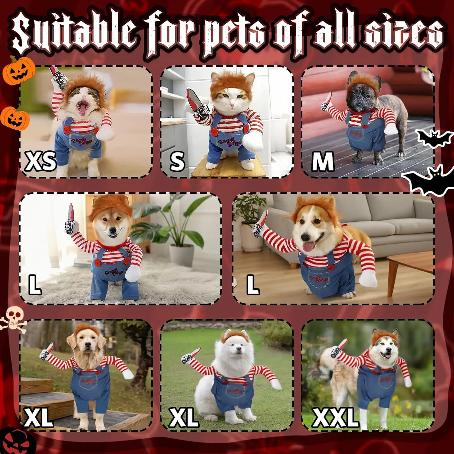 Disfraz Chucky para Perro – Peluca de Halloween para Perros Medianos - imagen 2