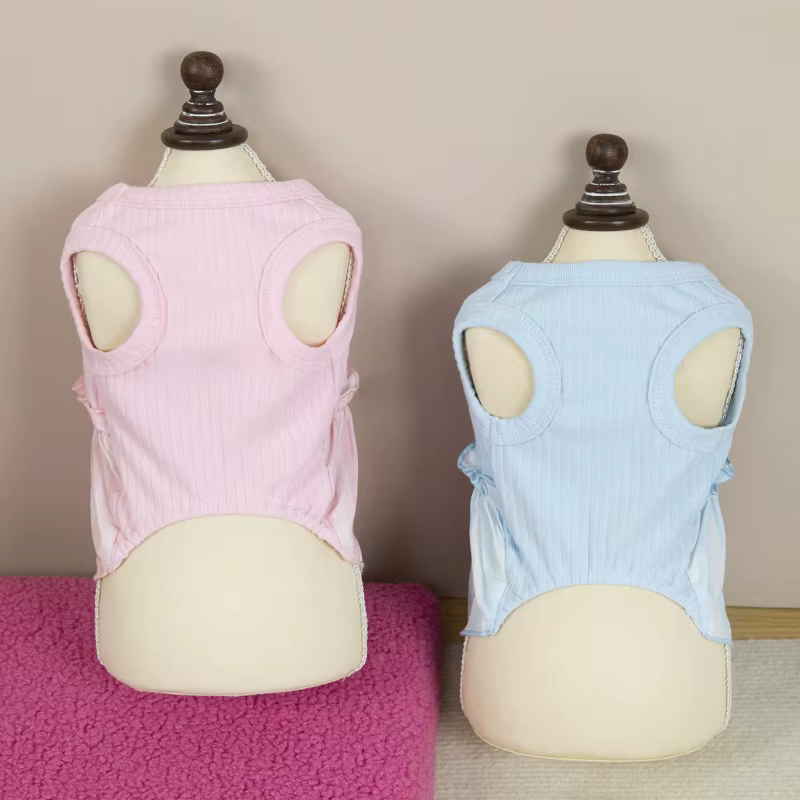 Vestido de princesa a rayas con lazo para perros y gatos – Yorkie - imagen 4