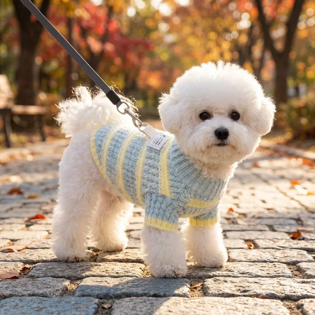 Suéter punto rayas cuello alto para perros pequeños y gatos - imagen 4