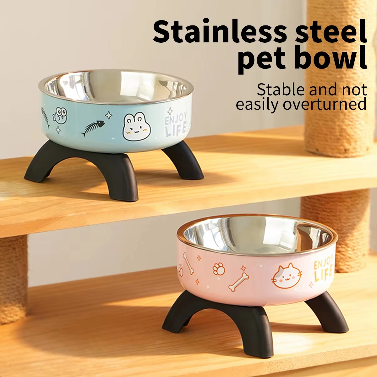 Cuenco elevado para gato y perro de acero inoxidable, patas altas - imagen 5