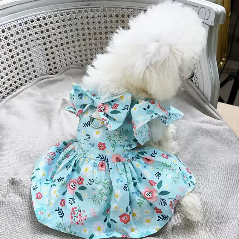 Vestido floral con lazo para perros y gatos – Fresco de verano - imagen 3