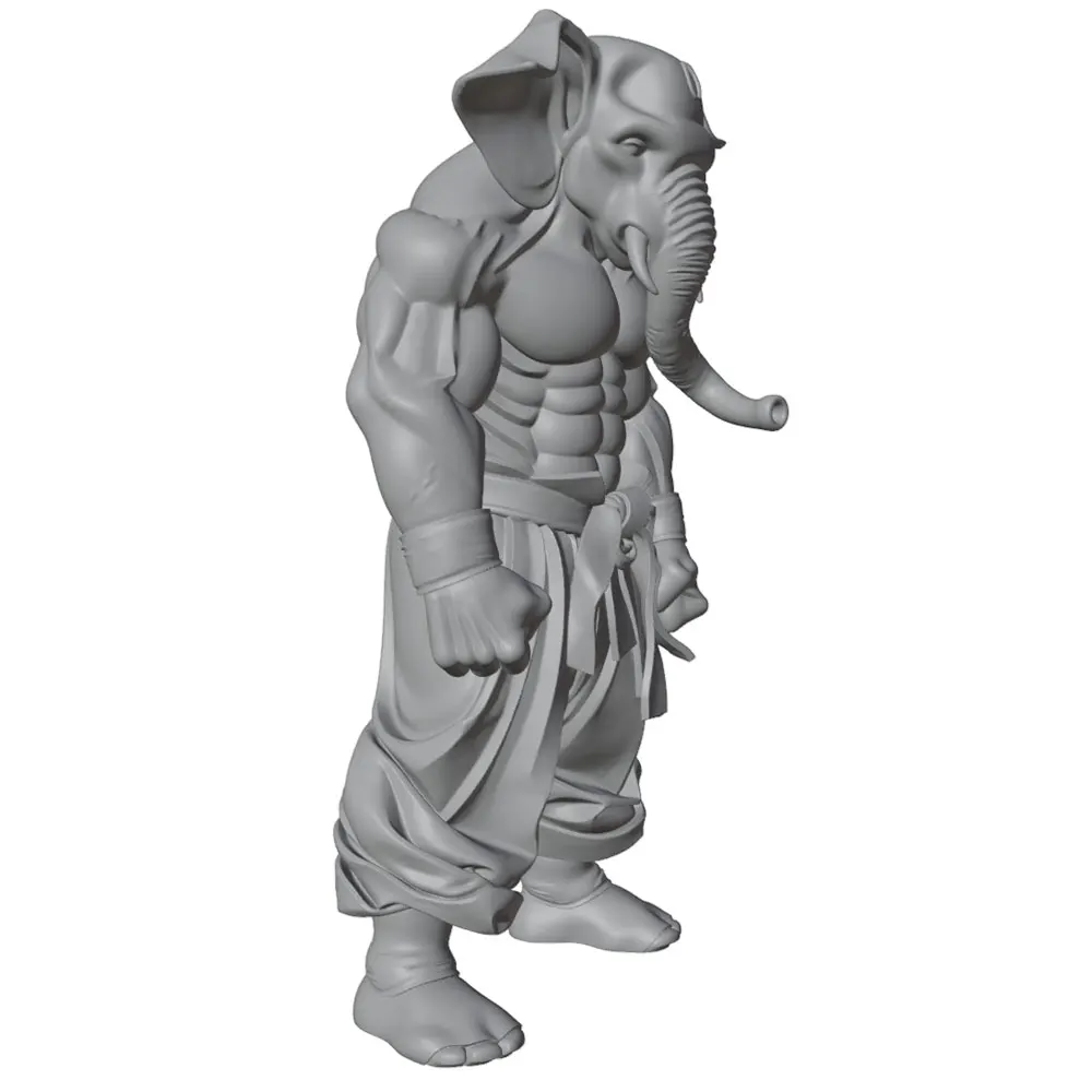 Mini estatua de resina sin pintar: hombre con cabeza de elefante - imagen 4