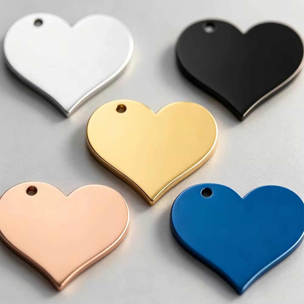Placa identificación perro acero inoxidable - Forma corazón personalizable - imagen 2