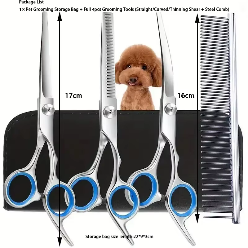 Kit de aseo para perros y gatos con tijeras y cepillo de baño - imagen 4