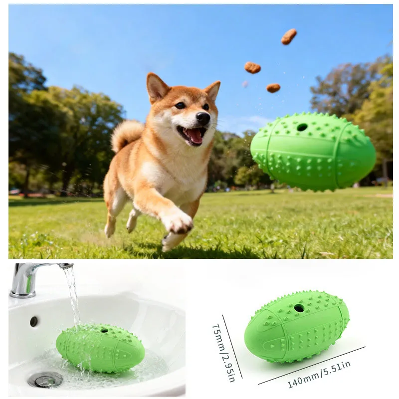 Juguete masticable para perros balón rugby de goma resistente - imagen 4