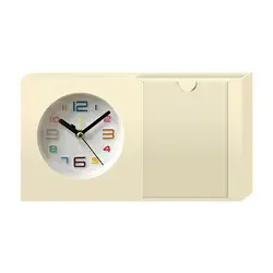Reloj de mesa decorativo moderno con marco, portaplumas y organizador