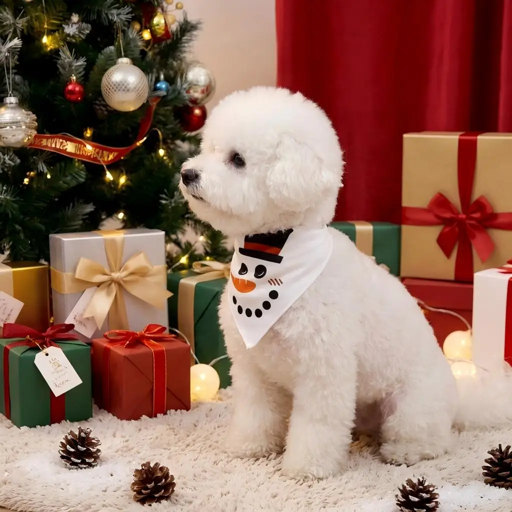 Babero para Perro Antisaliva con Muñeco de Nieve Navideño - imagen 5