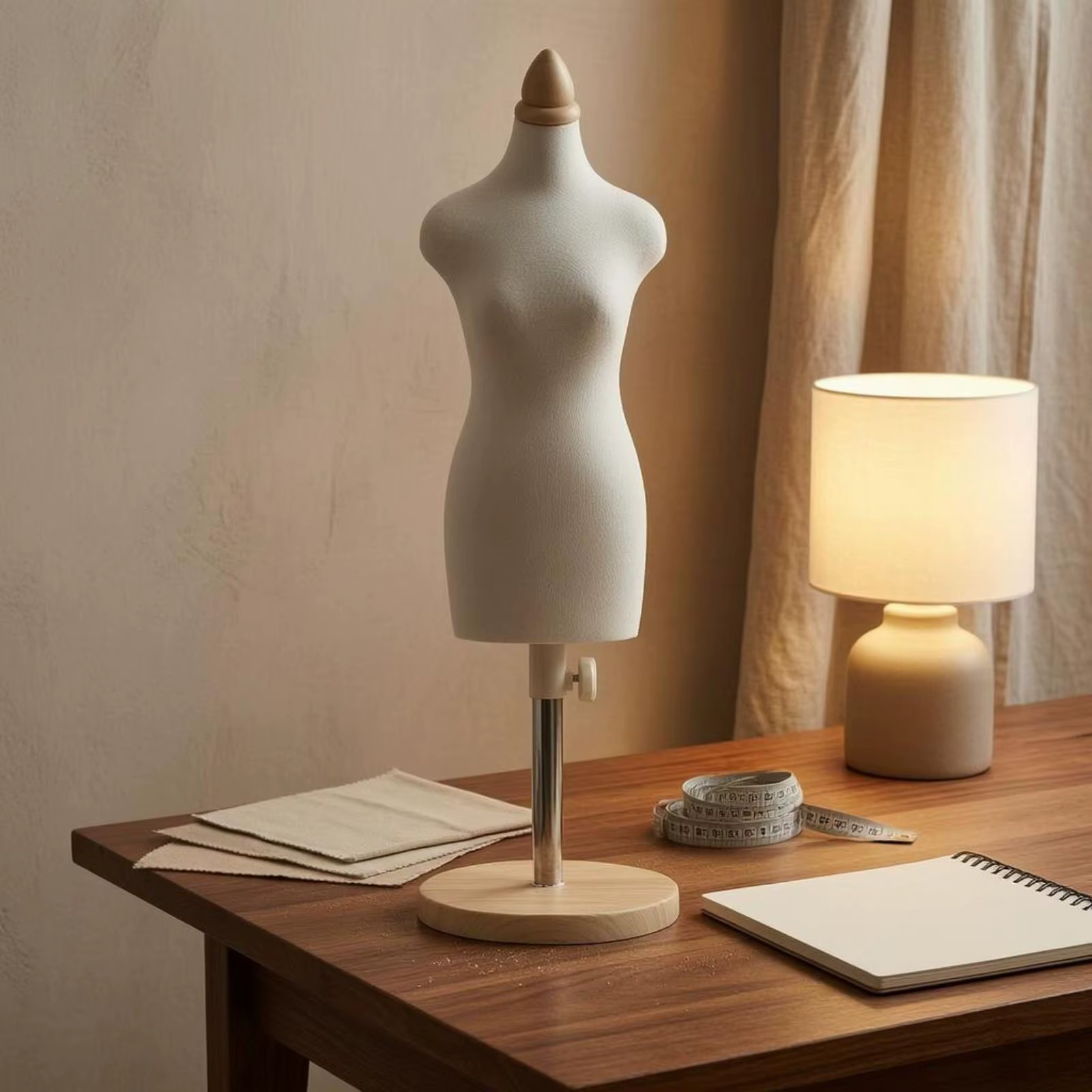 Maniquí de Torso Femenino Ajustable para Costura – Con Líneas Guía