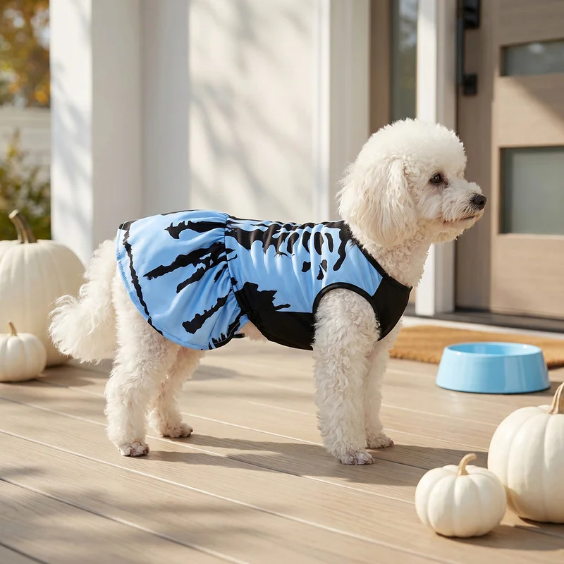 Tutú Azul con Huesos para Perros y Gatos – Disfraz de Halloween - imagen 3