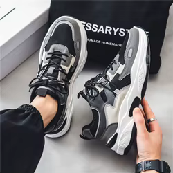 Zapatillas deportivas hombre con cordones, transpirables y suela gruesa