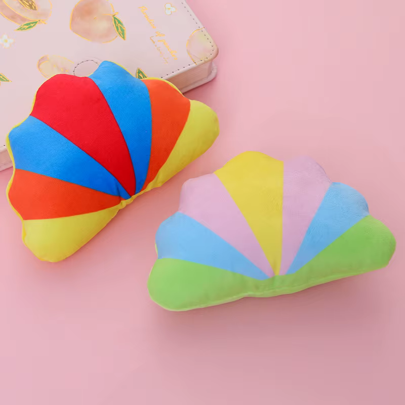 Juguete masticable para perro de peluche con sonido, concha