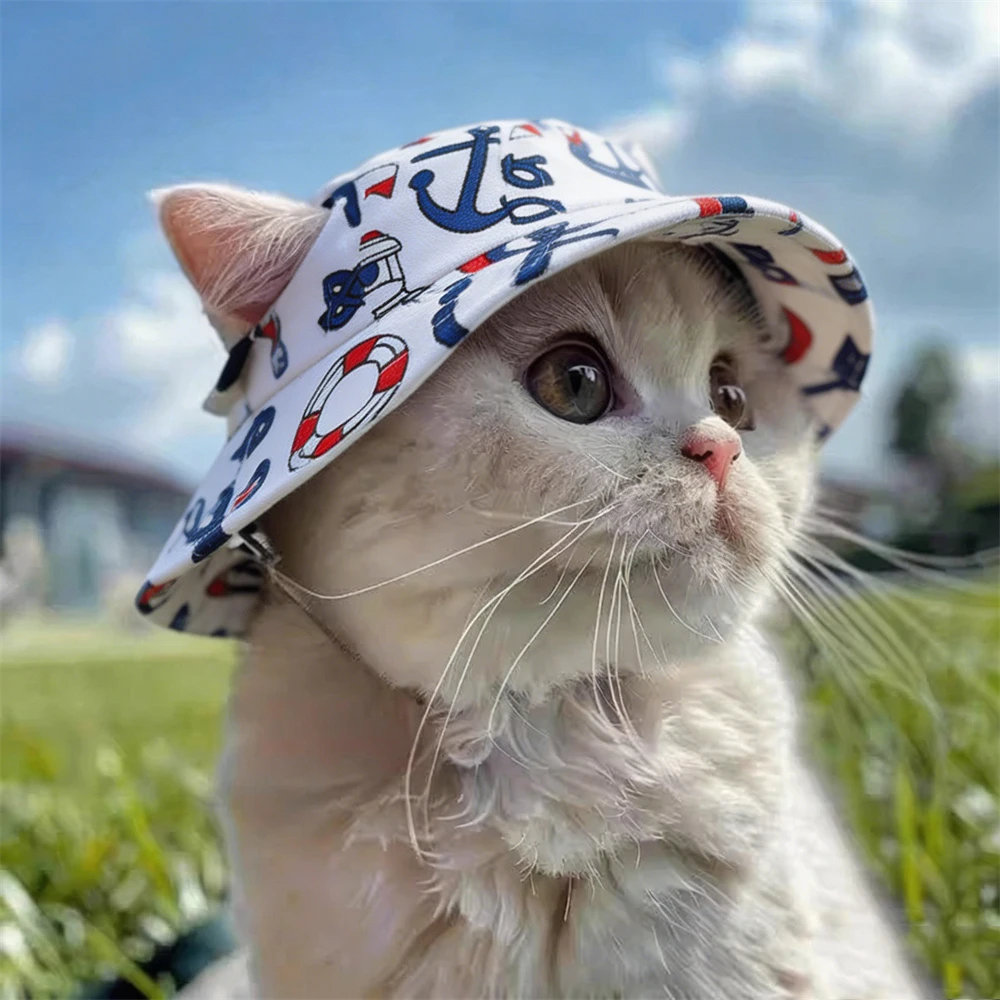 Sombrero transpirable a rayas para perro y gato Sphynx – verano