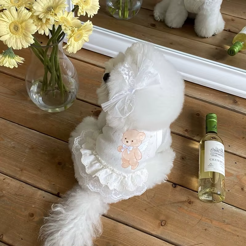 Vestido de Verano para Perros Pequeños – Falda de Encaje Blanco - imagen 4