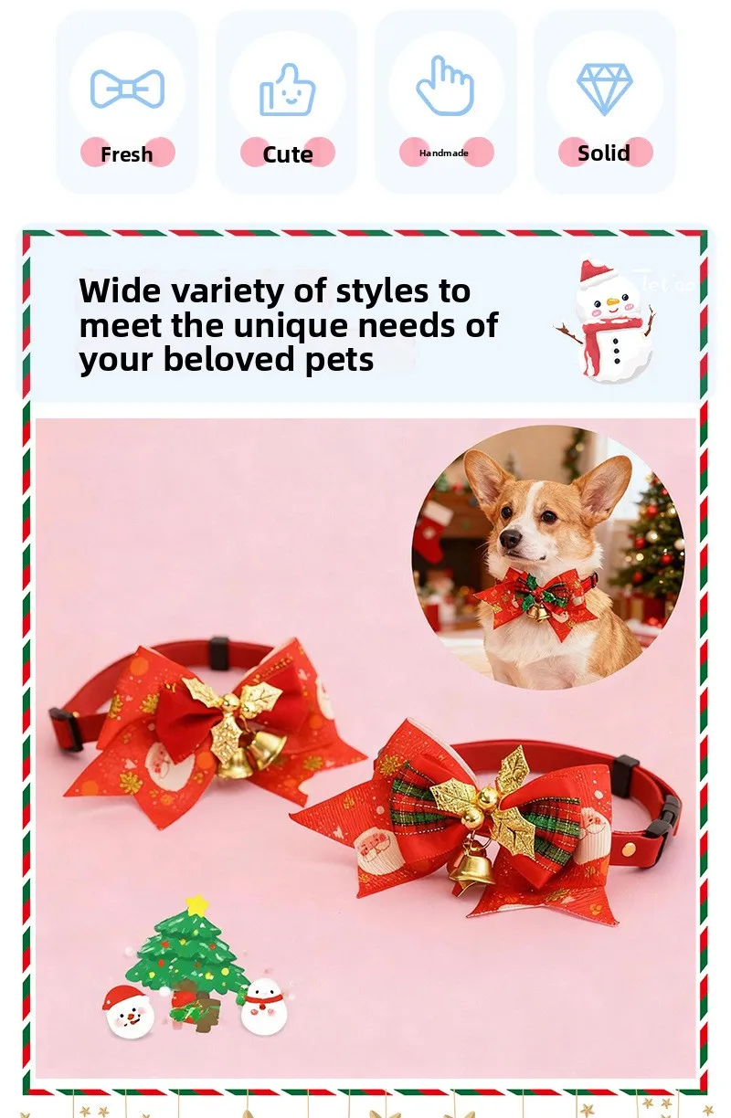Perro mediano usando el collar navideño con campana visible