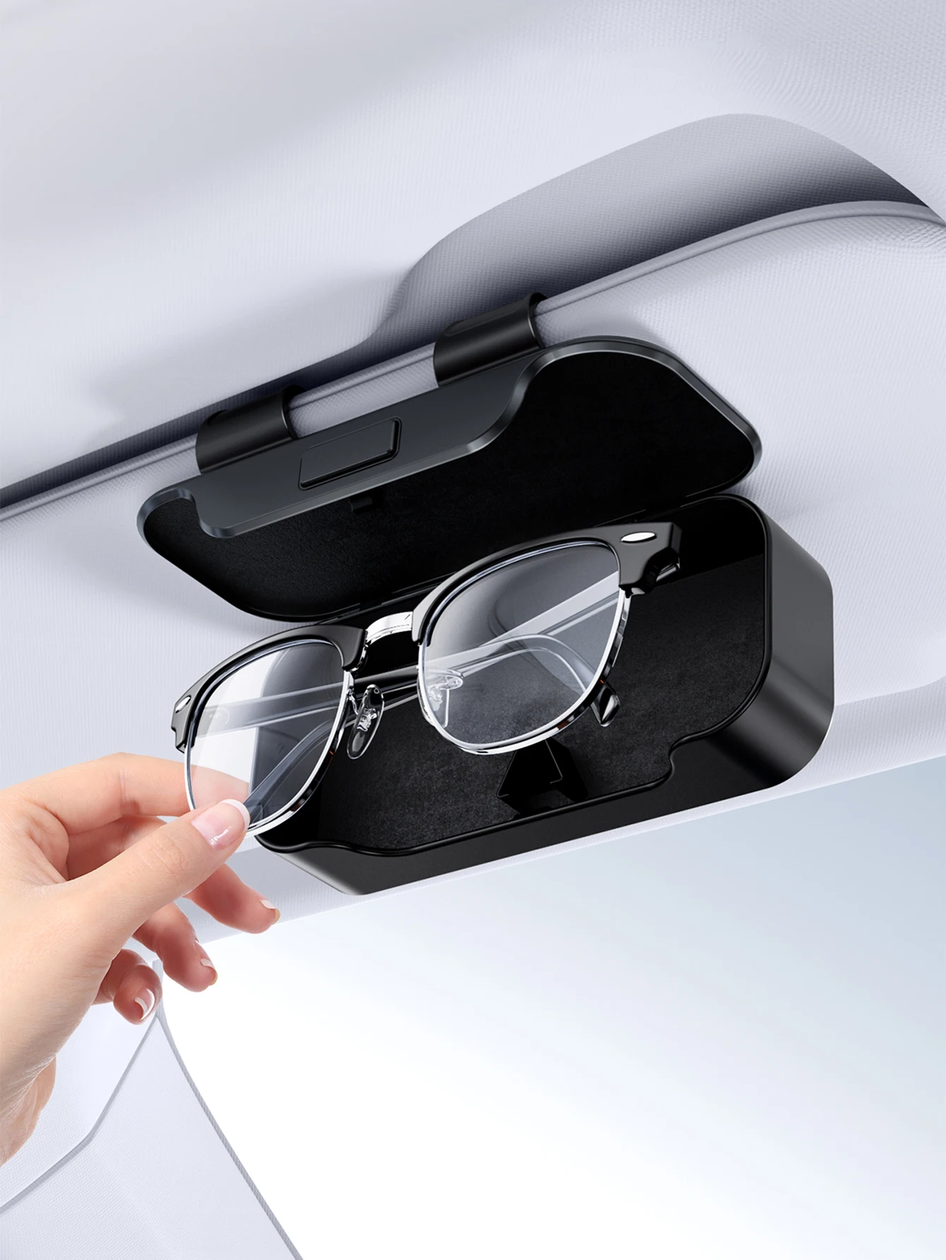 Soporte para gafas de sol en el coche con clip y caja multifunción - imagen 5
