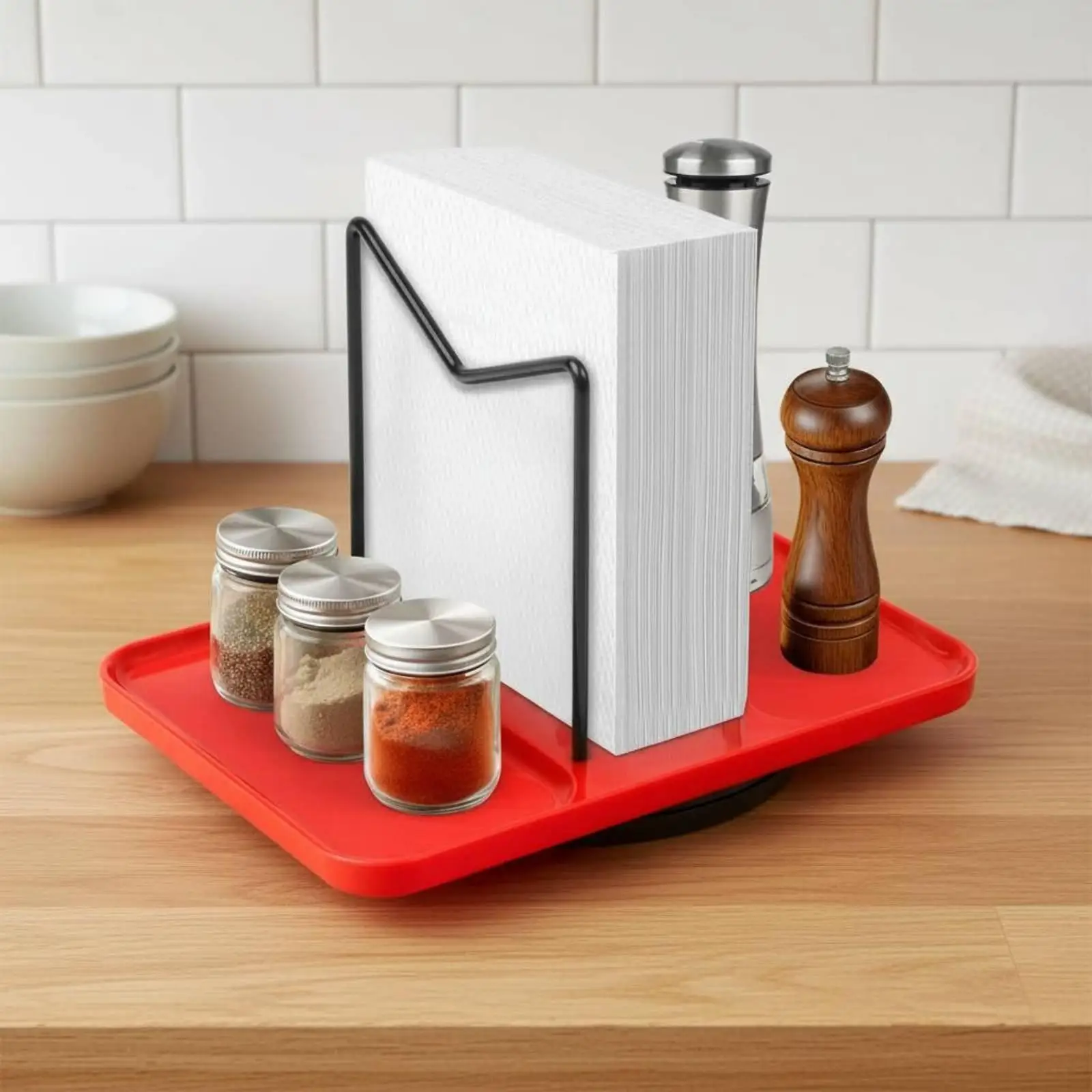Porta Servilletas Giratorio de Metal Antideslizante para Mesa - imagen 4