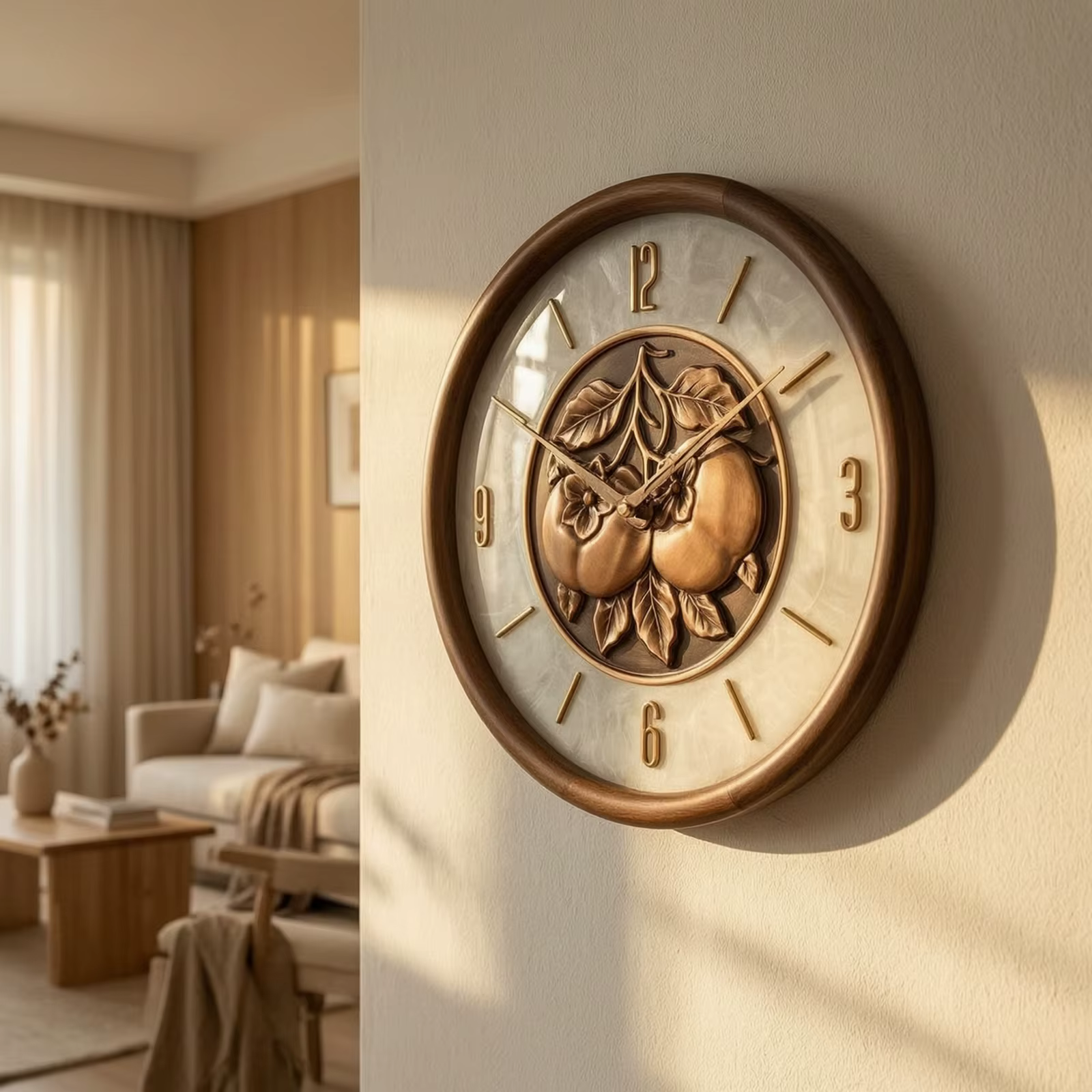 Reloj de pared vintage redondo en cobre – Decoración hogareña para el hogar - imagen 3