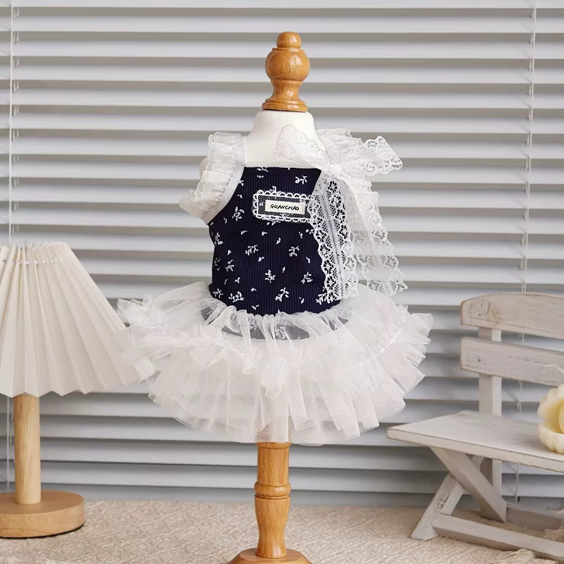 Vestido floral de verano para perro y gato fresco con lazo