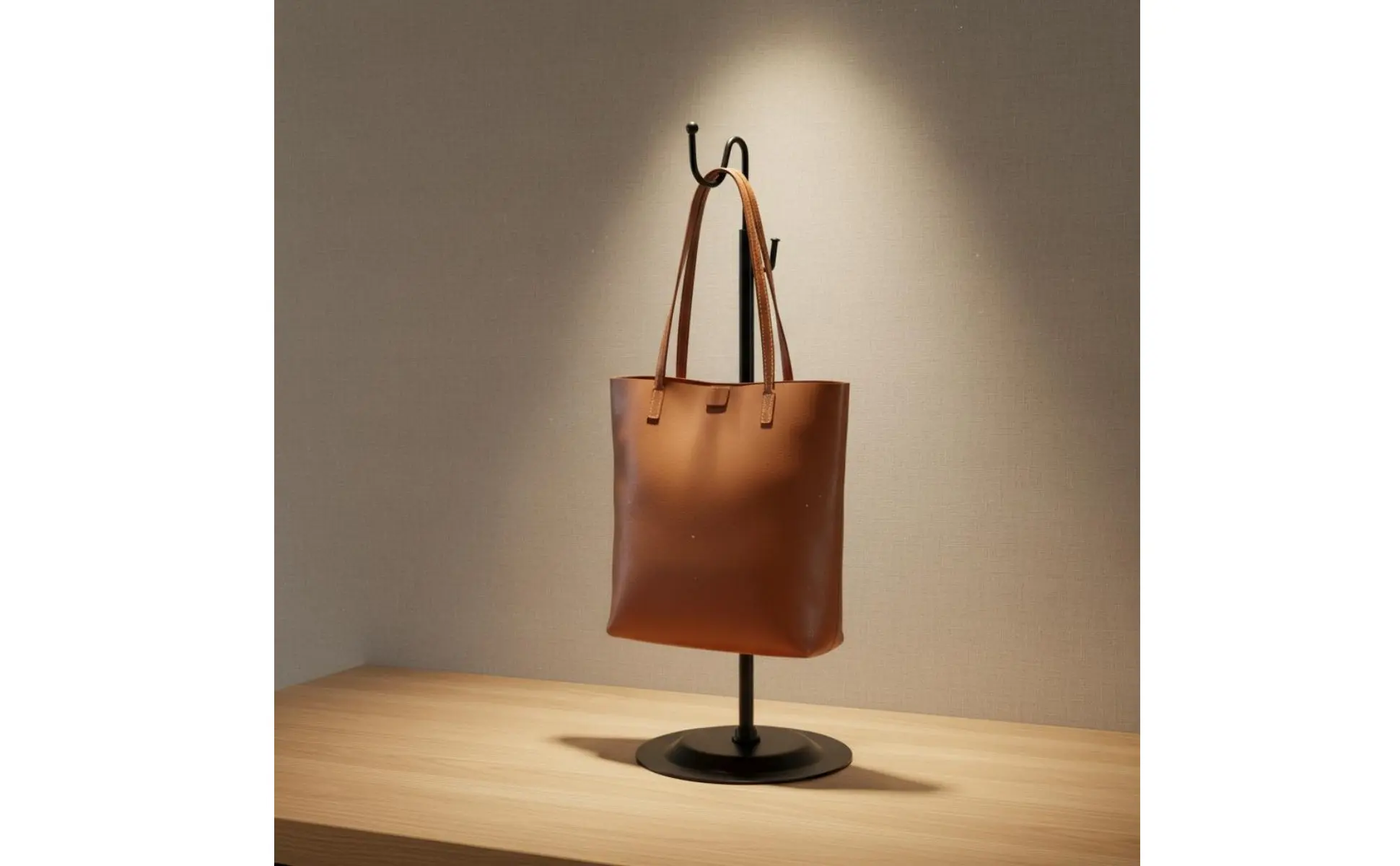 Expositor metálico estable para bolsos