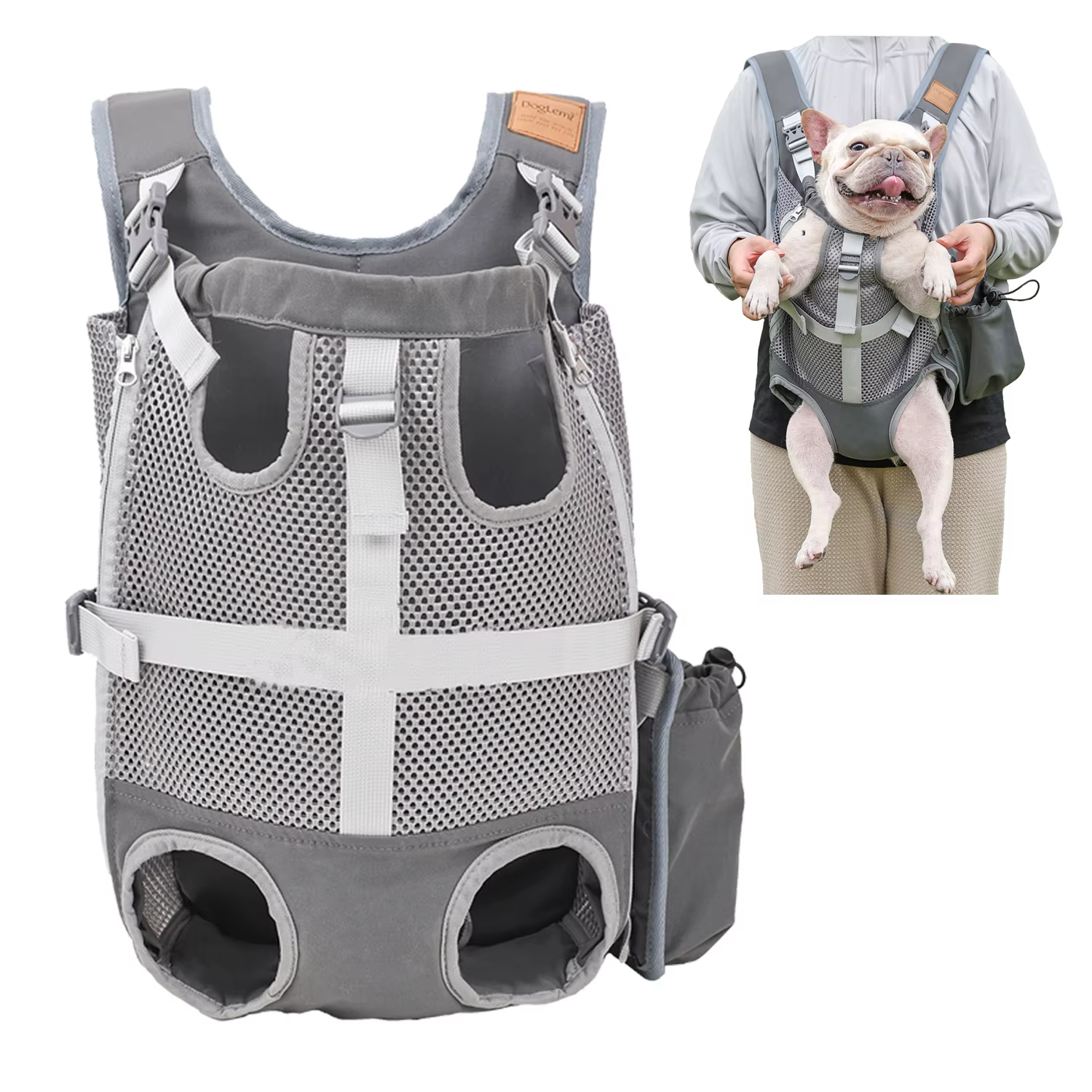 Mochila transpirable manos libres para perro pequeño con patas fuera - imagen 3