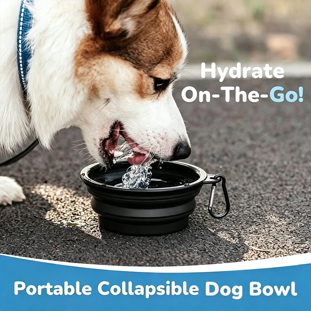 Botella plegable para perros y gatos con arnés – Bebedero y Comedero
