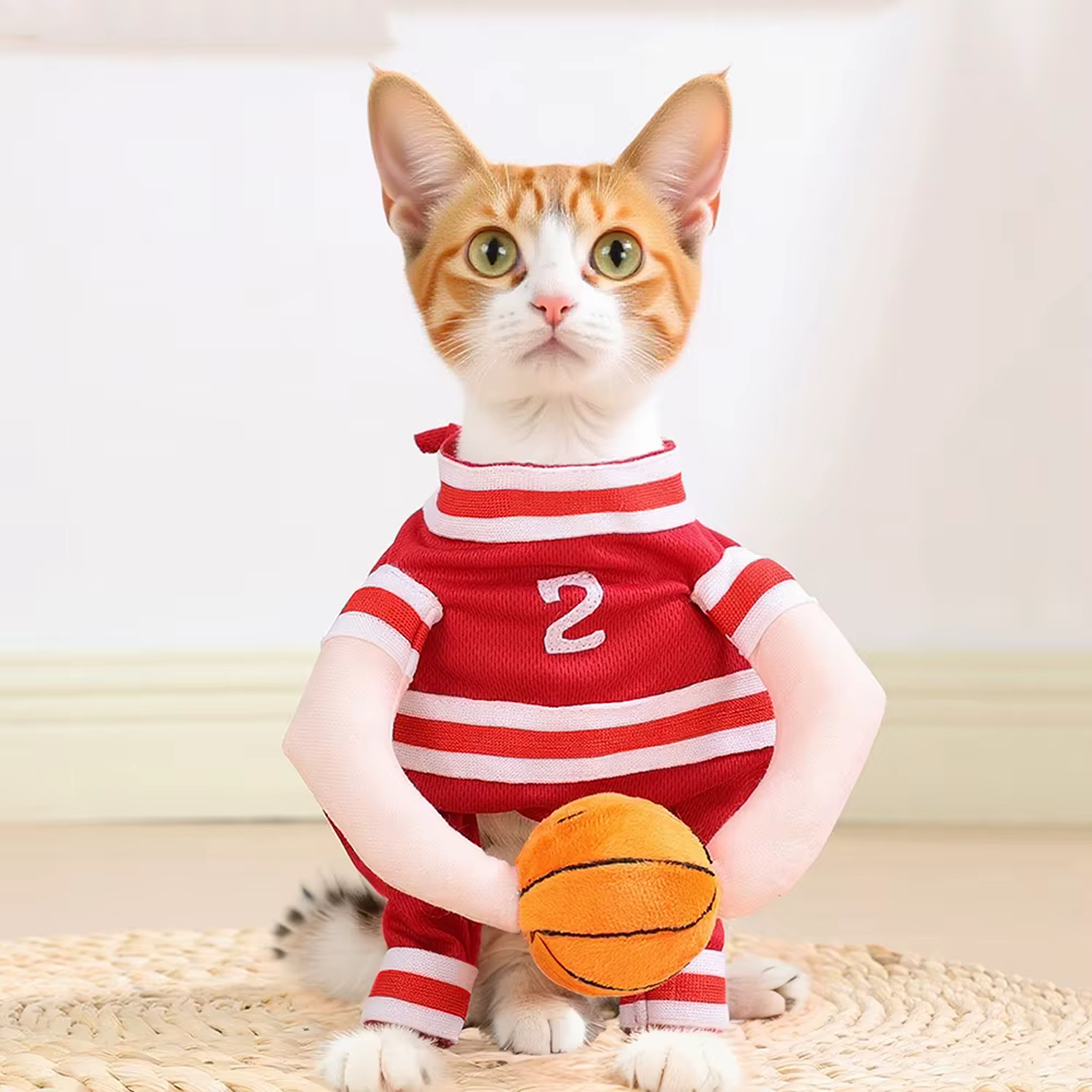 Disfraz Baloncesto para Perros y Gatos – Traje Deportivo con Balón 3D para Halloween - imagen 3