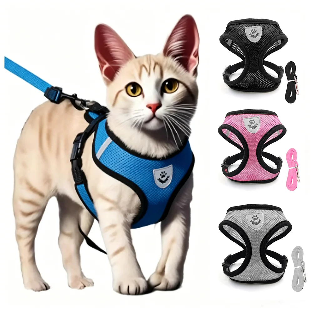 Arnés antiescape ajustable para gatos y perros pequeños con correa - imagen 4