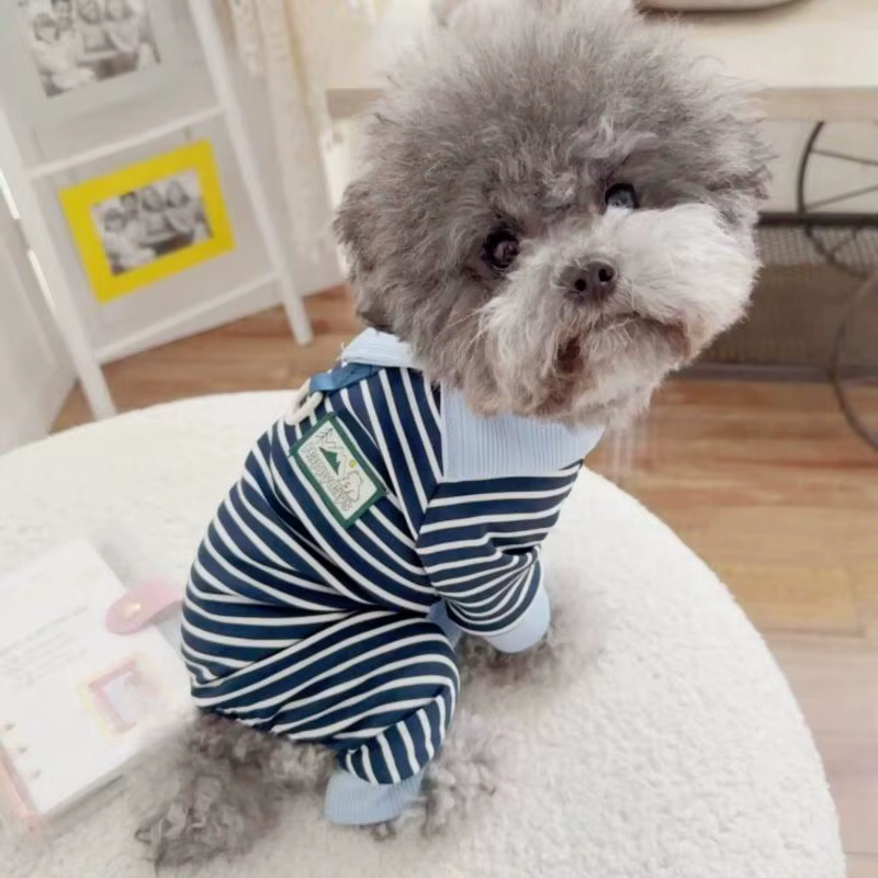 Pijama a rayas para perro pequeño y gato con anilla en D - imagen 3