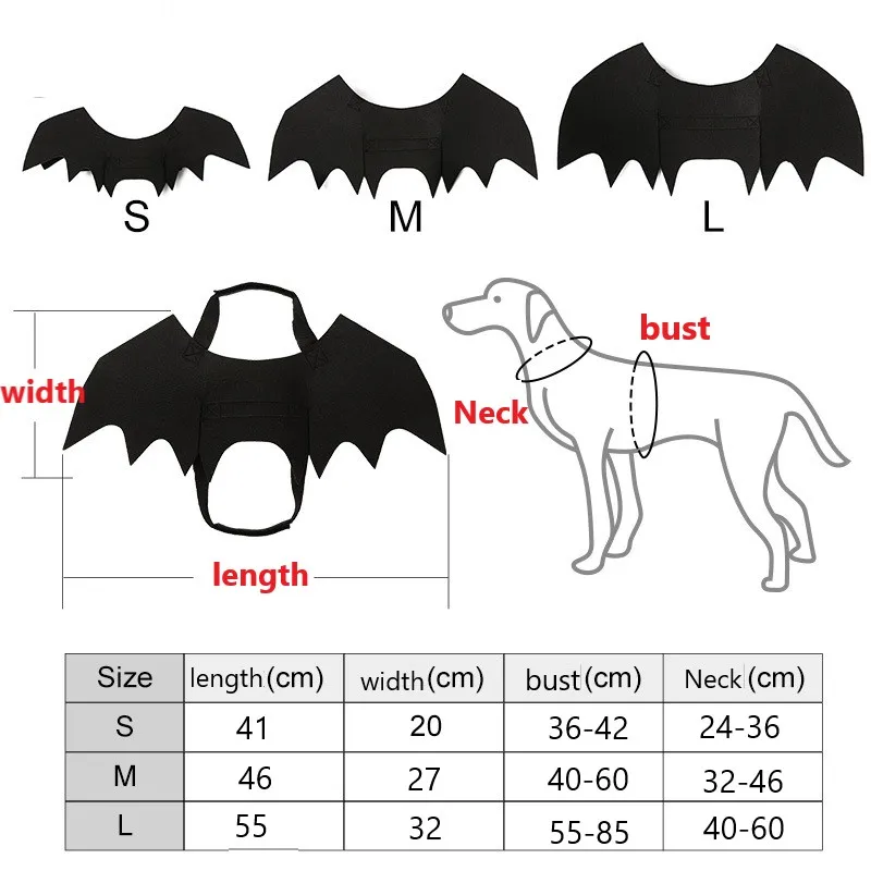 Disfraz de murciélago para perro pequeño en fieltro negro