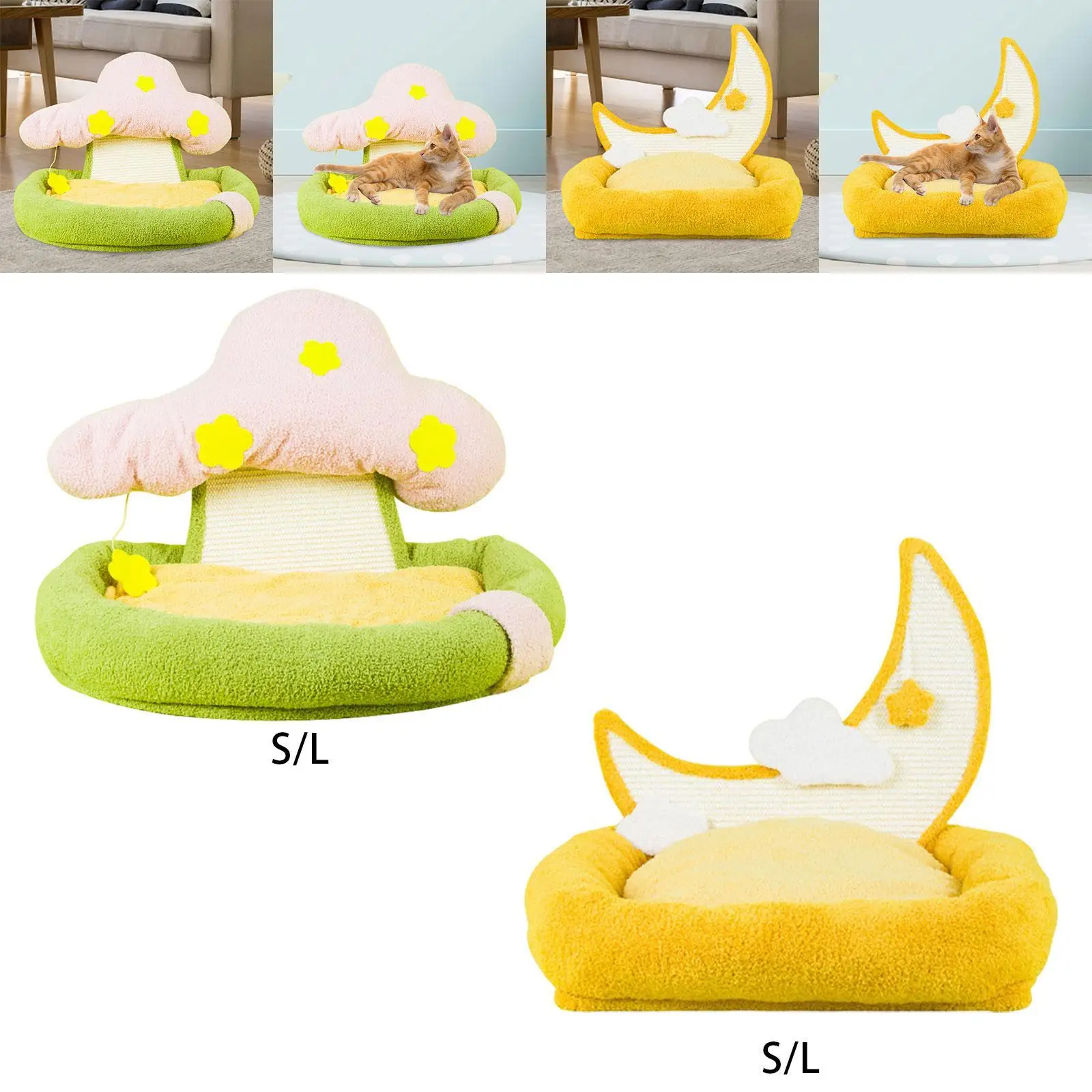 Cat Bed Cute Winter Warm Kitten Bed Kitty Couch Bed Indoor Cats Kennel Soft Dog Bed Cat Scratch Board Cat Sofa Bed for Cats