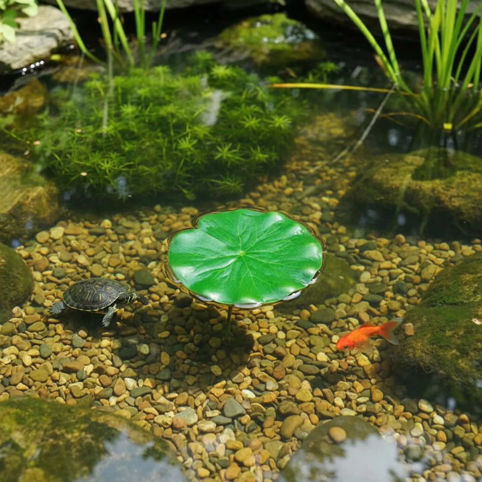 Plantas artificiales flotantes para estanques, decoración tortugas - imagen 4