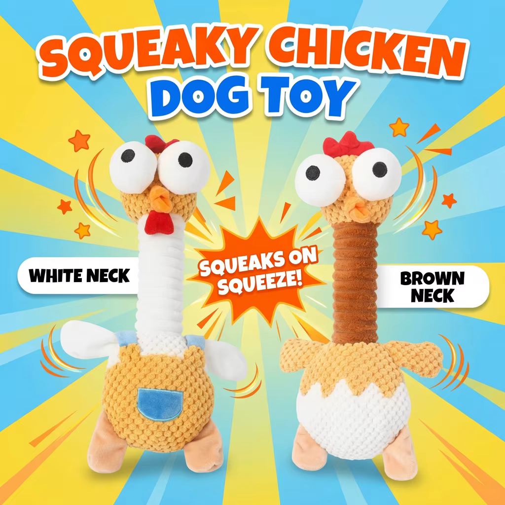 Juguete chirriante peluche con forma de pollo resistente para perros - imagen 3