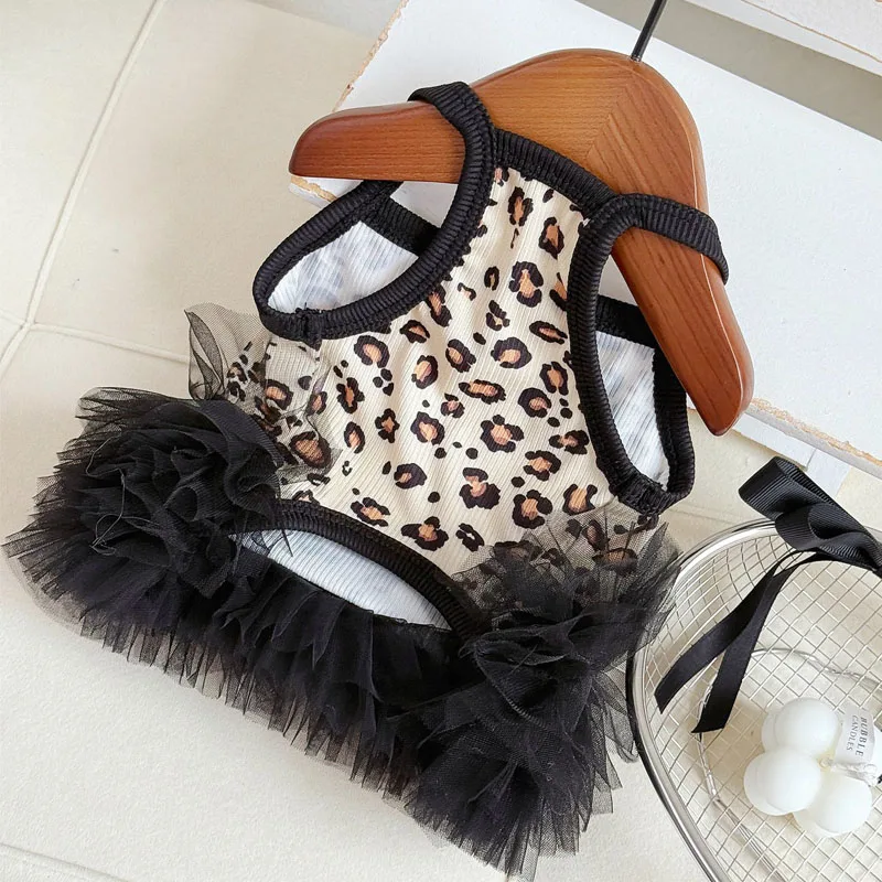 Ropa de verano para perros estampado leopardo, vestido tutú sling - imagen 3