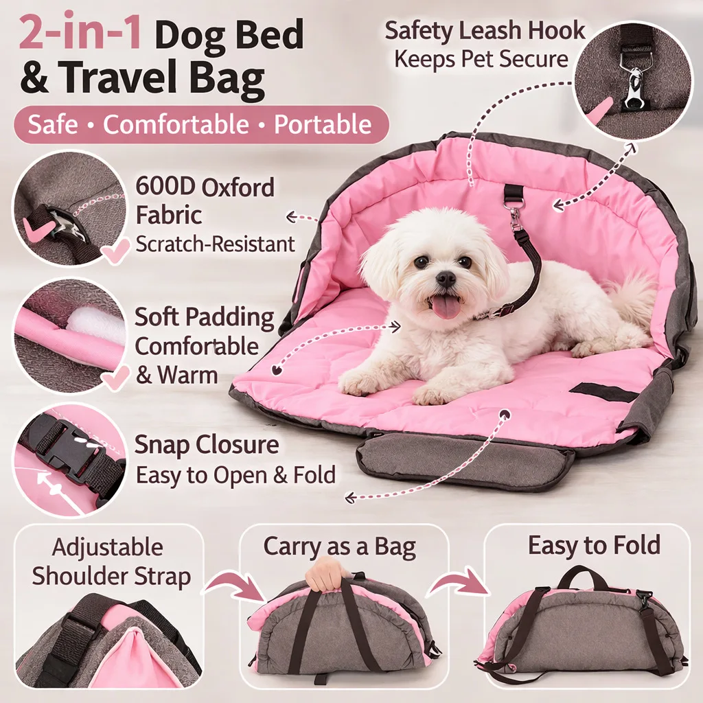 Bolsa de transporte plegable transpirable para gatos y perros mini - imagen 2