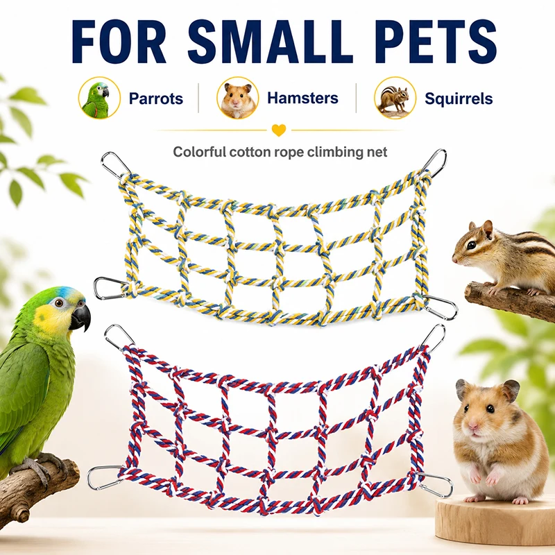 Hamaca colgante de cuerda de algodón para jaula de hámster y pájaros - imagen 5