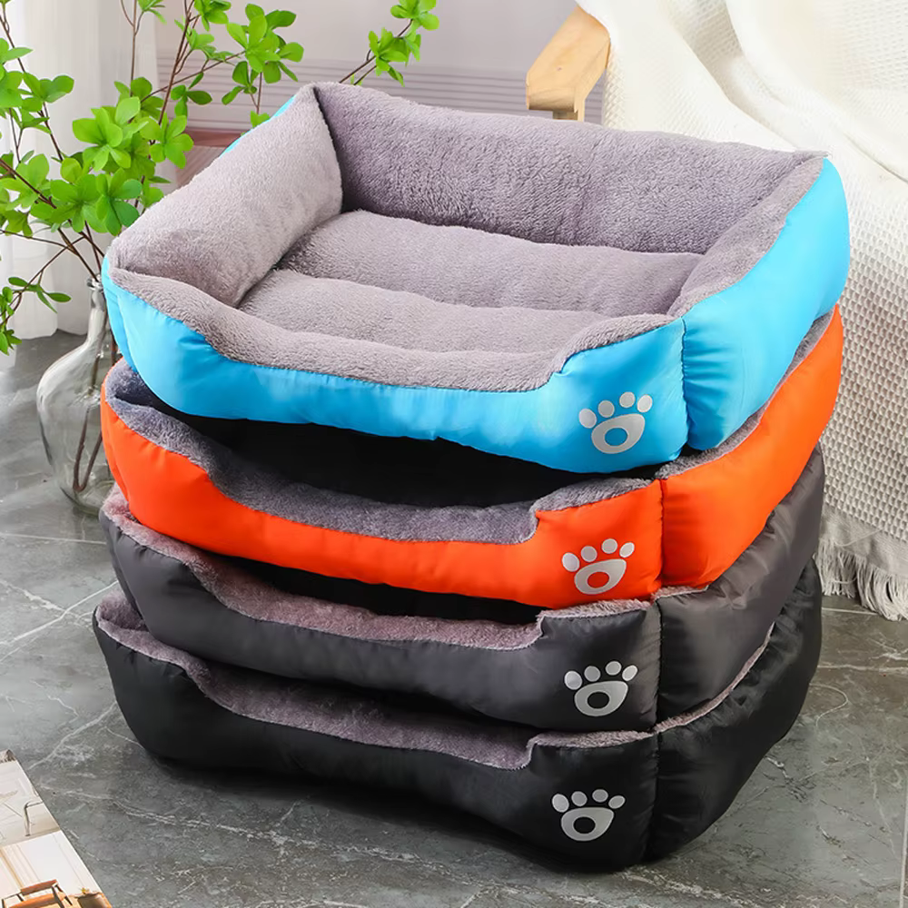 Cama cuadrada suave para gatos y perros medianos, nido cálido