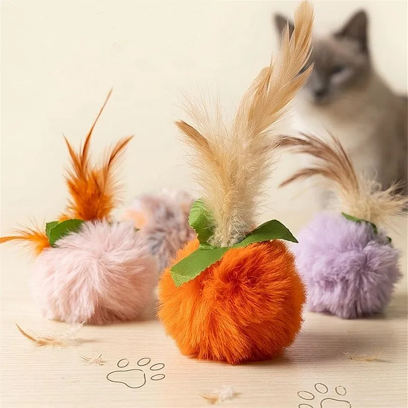 Juguete interactivo para gatos: pelota con campana y varita de plumas - imagen 2