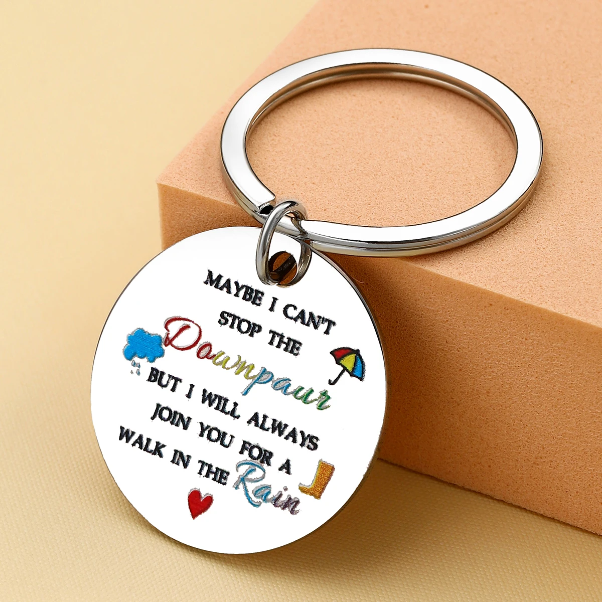 Llavero para mujer con frase de lluvia y unión, regalo original - imagen 3
