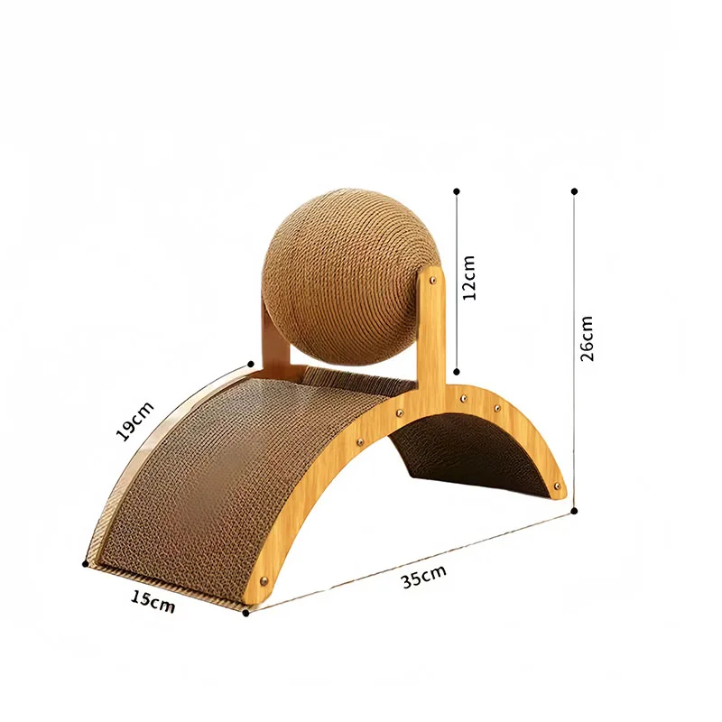 Rascador de madera con sisal y pelota para gatos - imagen 4