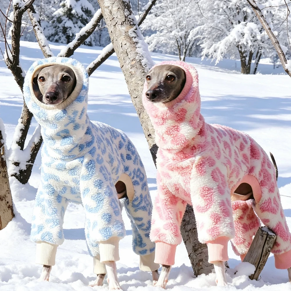 Abrigo forro polar leopardo para galgos y whippets, sudadera 4 patas