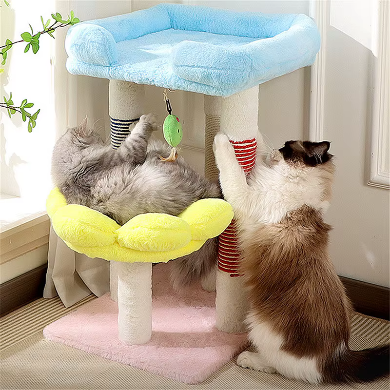 Árbol rascador para gatos con casa, columna de sisal y juguete - imagen 5